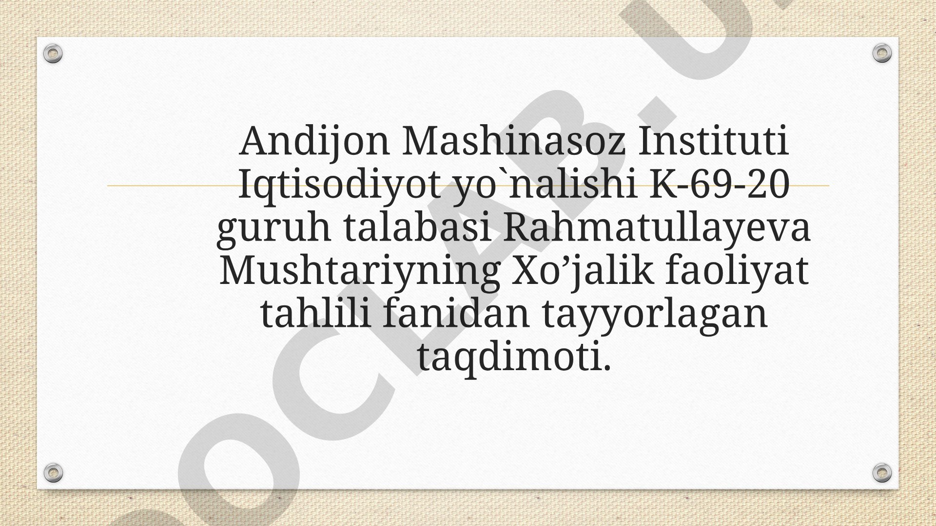 Xo’jalik yurituvchi sub’ektlaning moliyaviy natijalari tahlilini takomillashtirish