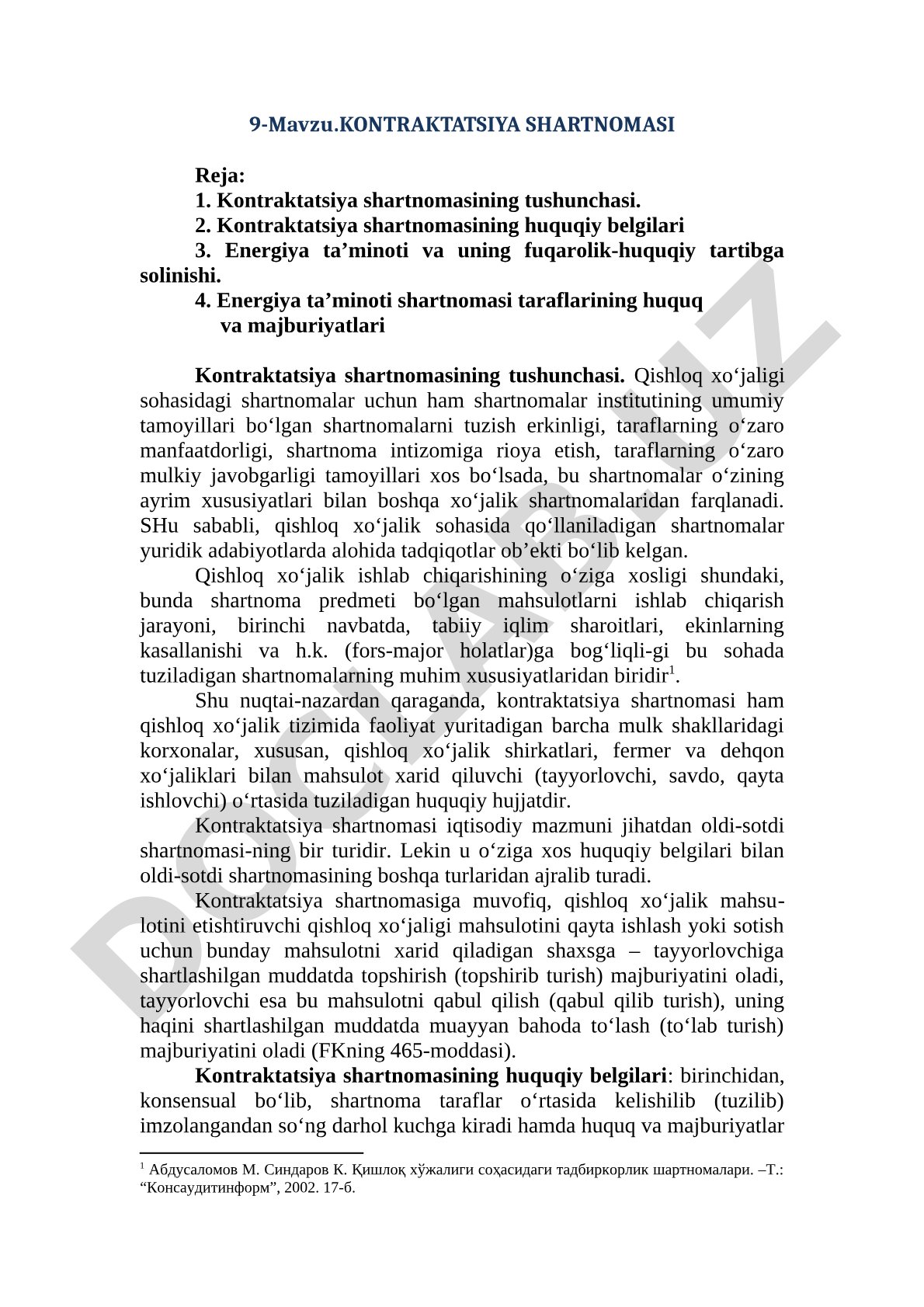 Kontraktatsiya shartnomasi