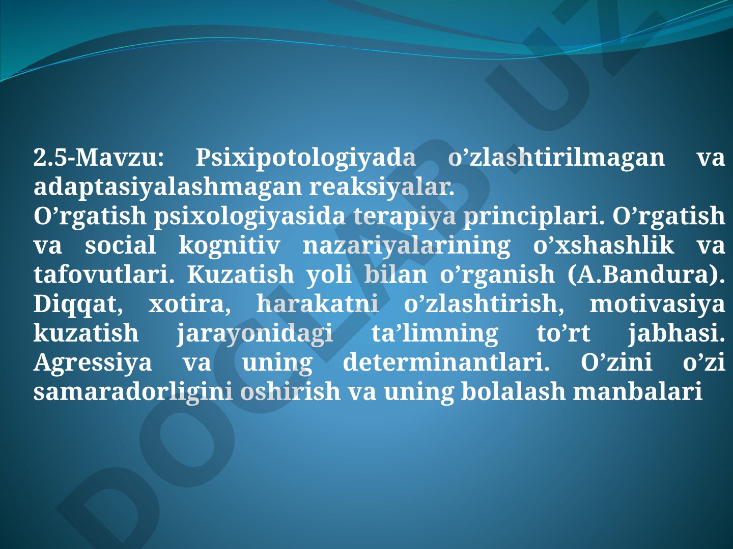 Psixipotologiyada o'zlashtirilmagan va adaptasiyalashmagan reaksiyalar