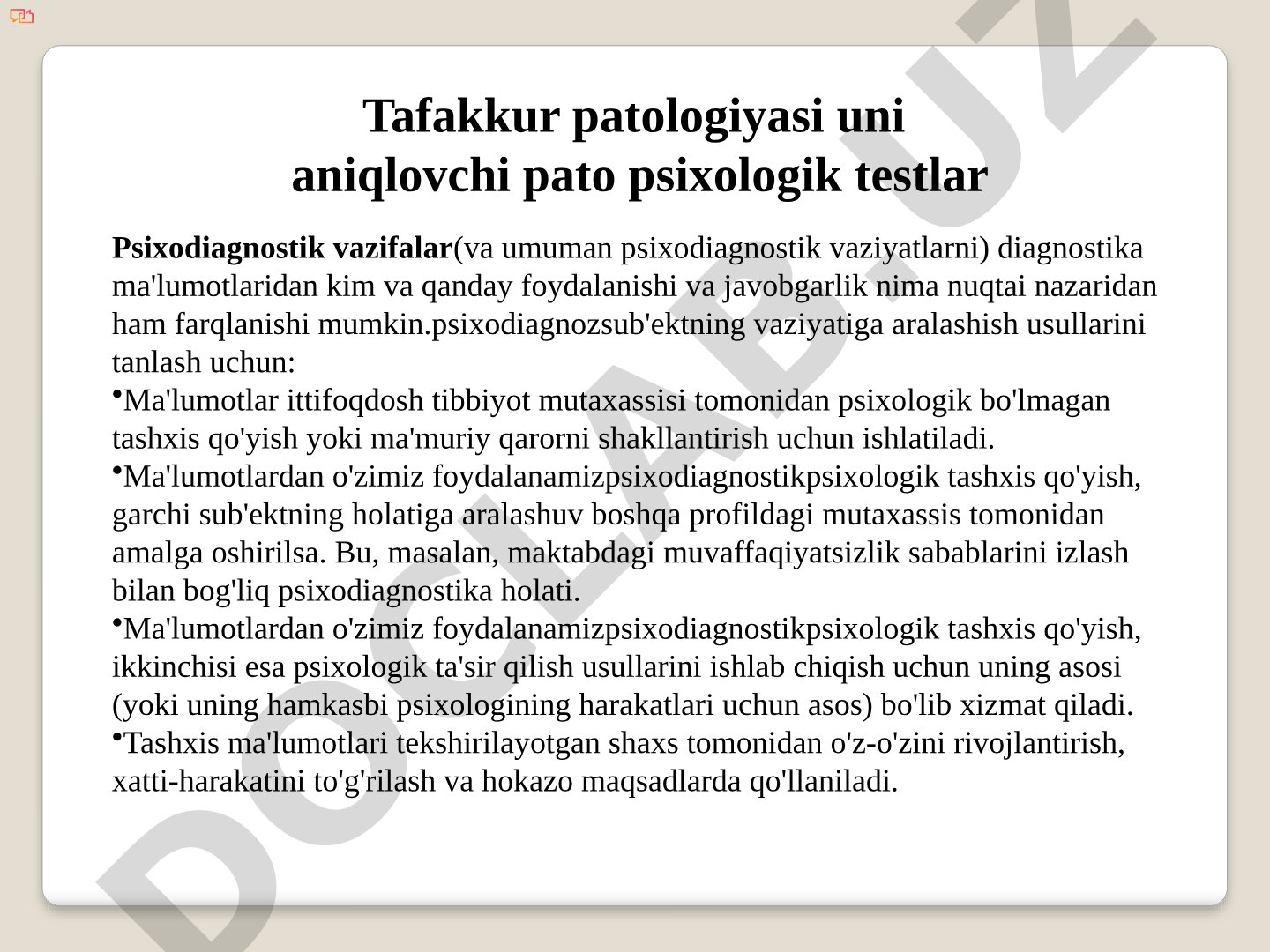 Psixodiagnostik ma'lumotlardan foydalanish, javobgarlik va aralashish usullari haqida
