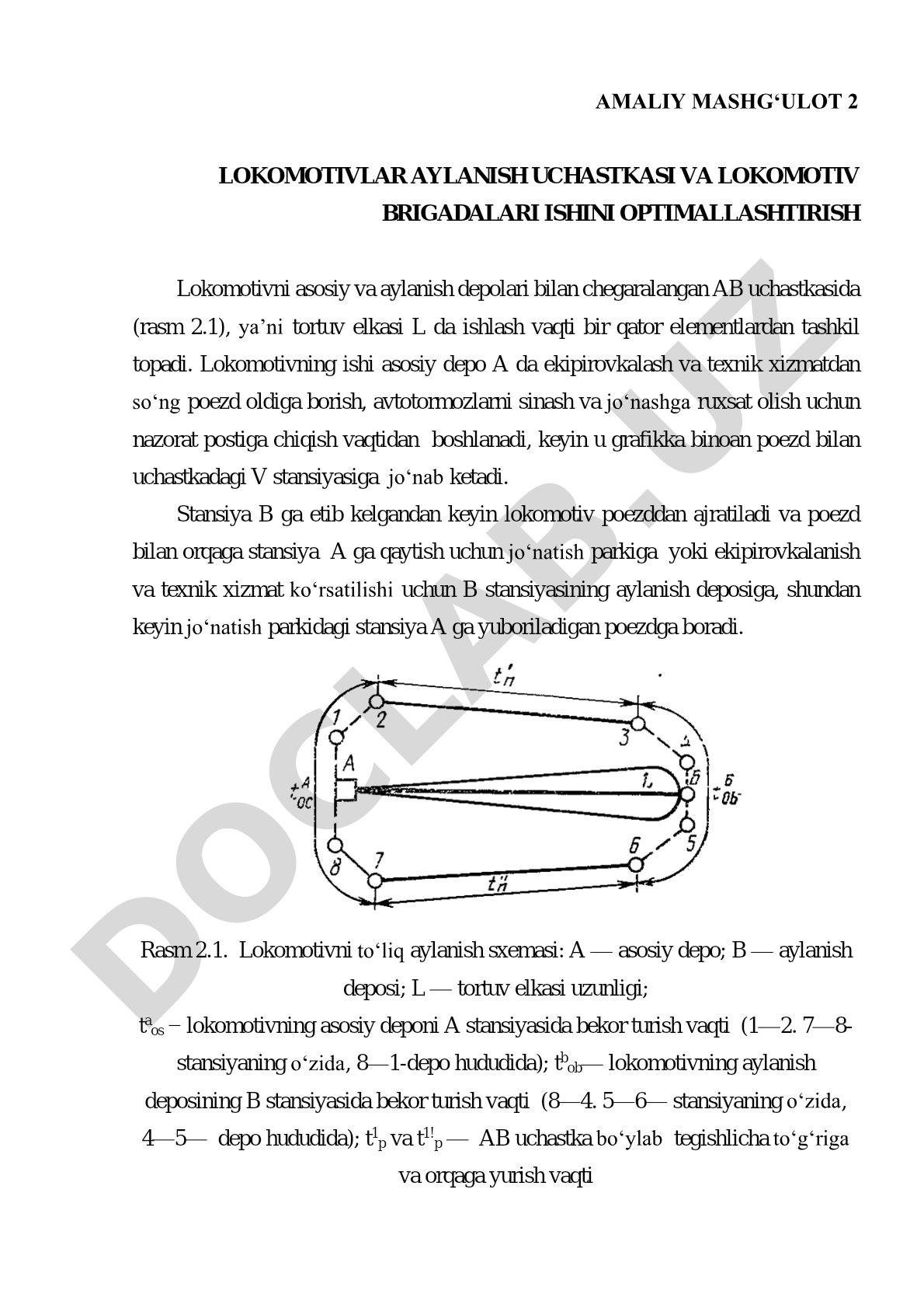 Lokomotivlar aylanish uchastkasi va lokomotiv brigadalari ishini optimallashtirish