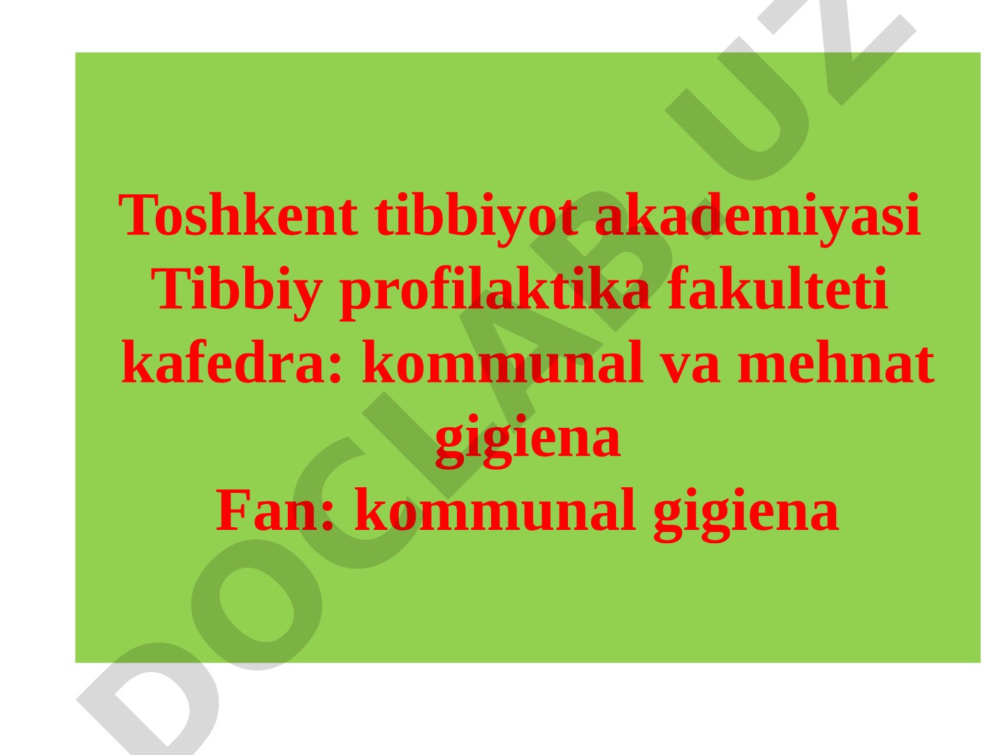 Maishiy xizmat ko'rsatish muassasalariga qo'yiladigan gigienik talablar