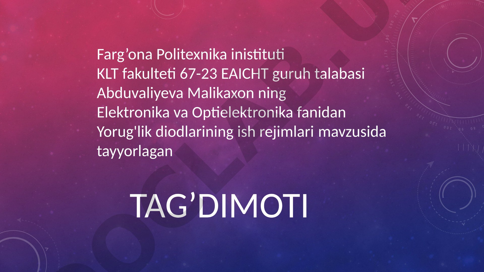 Yorug'lik diodlarining ish rejimlari