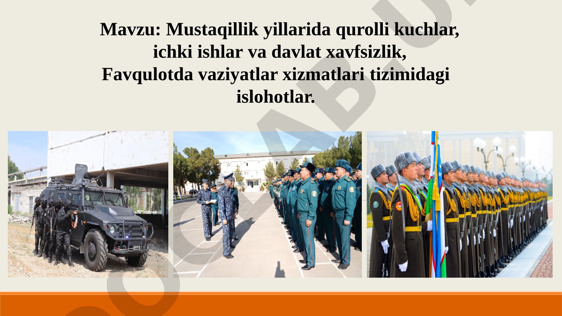 Mustaqillik yillarida qurolli kuchlar, ichki ishlar va davlat xavfsizlik, Favqulotda vaziyatlar xizmatlari tizimidagi islohotlar
