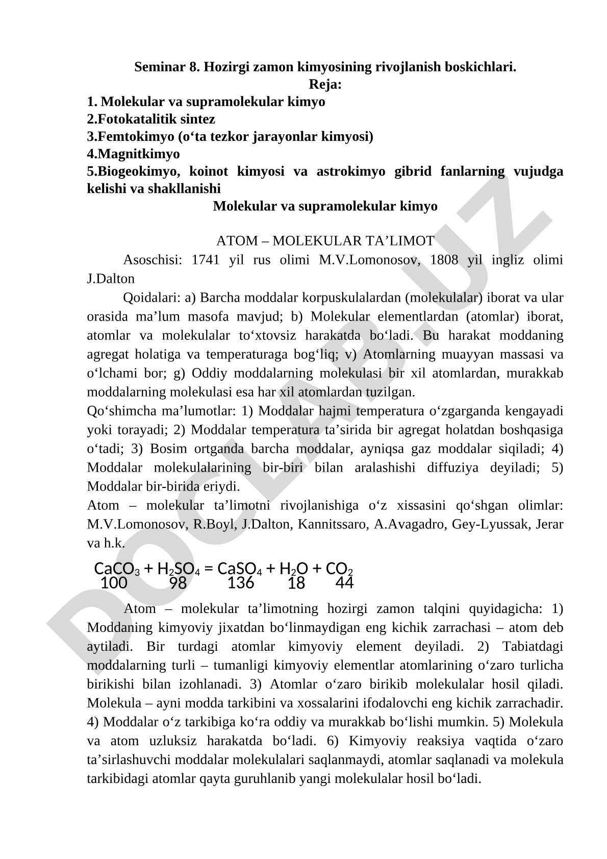Hozirgi zamon kimyosining rivojlanish boskichlari