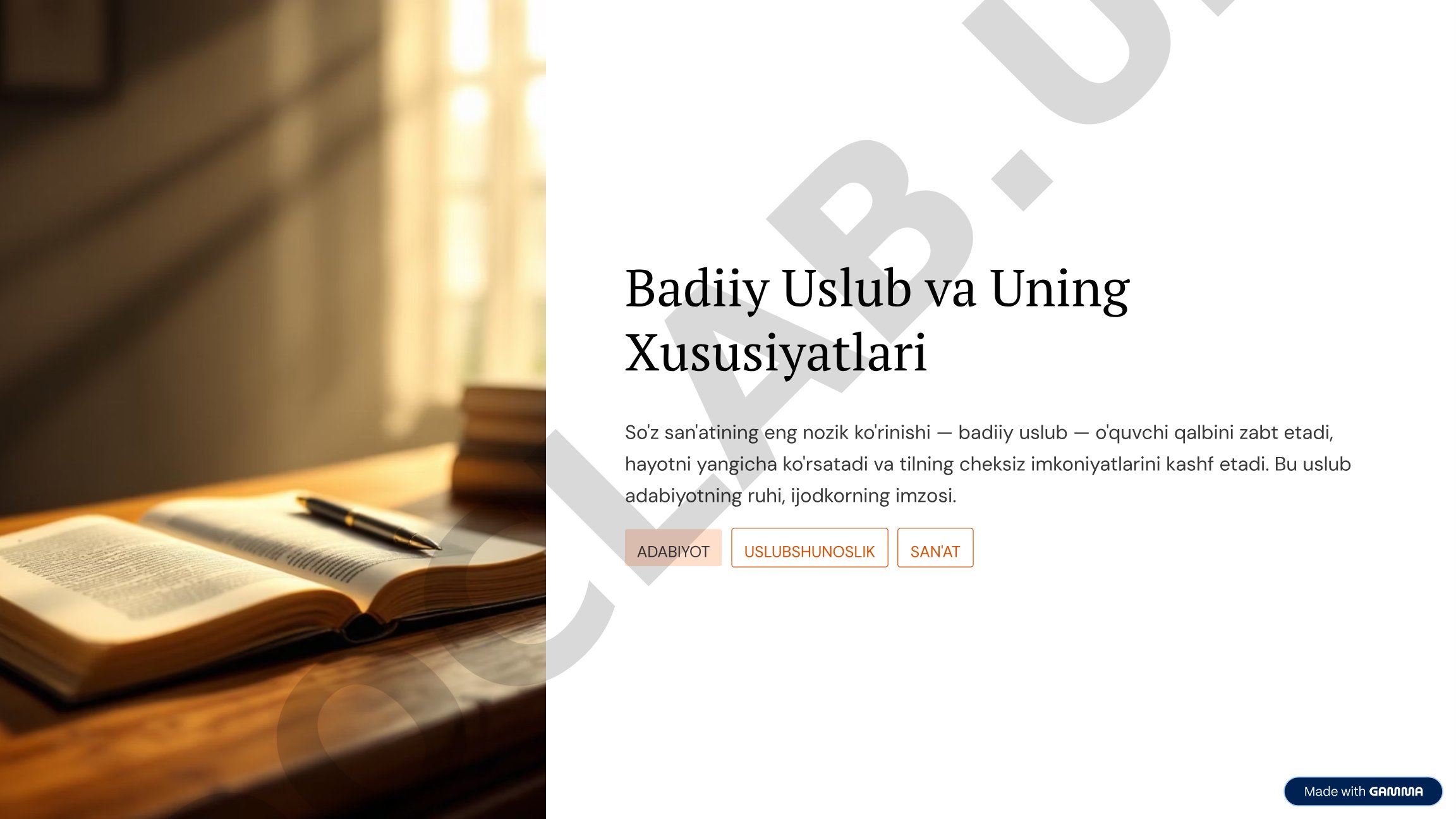 Badiiy Uslub va Uning Xususiyatlari