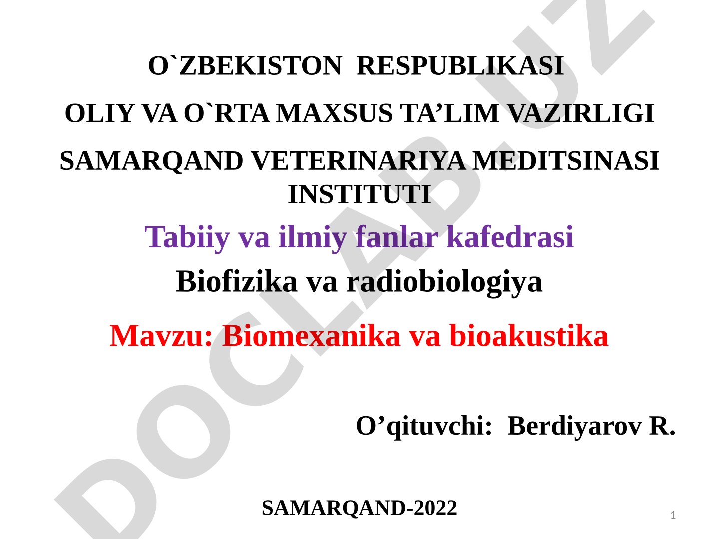 Biomexanika va bioakustika