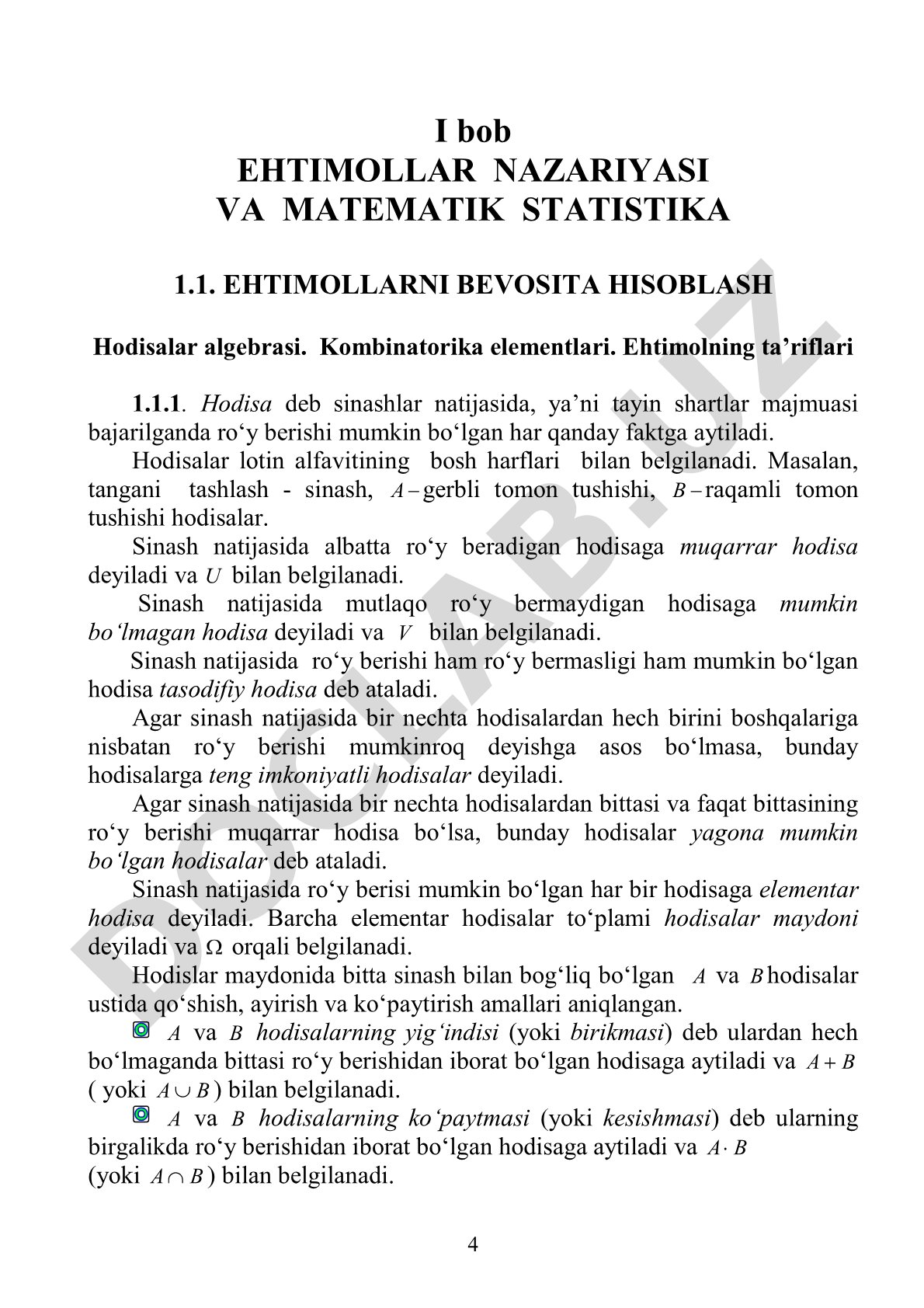 Ehtimollar nazariyasi va matematik statistika