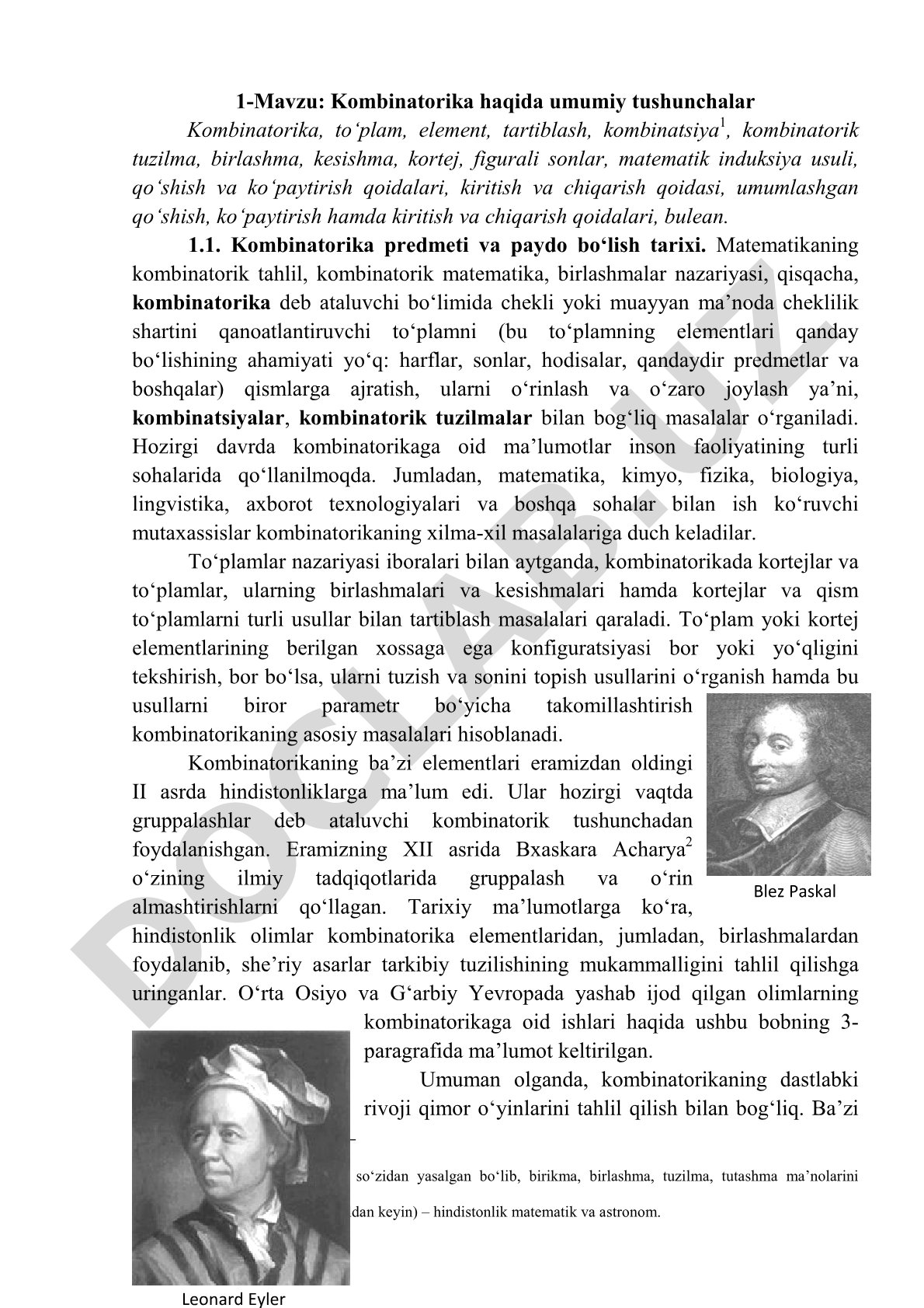 Kombinatorika haqida umumiy tushunchalar