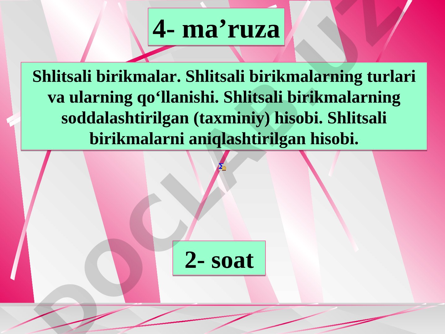 Shlitsali birikmalar turlari, qo'llanishi va hisoblari yoritilgan