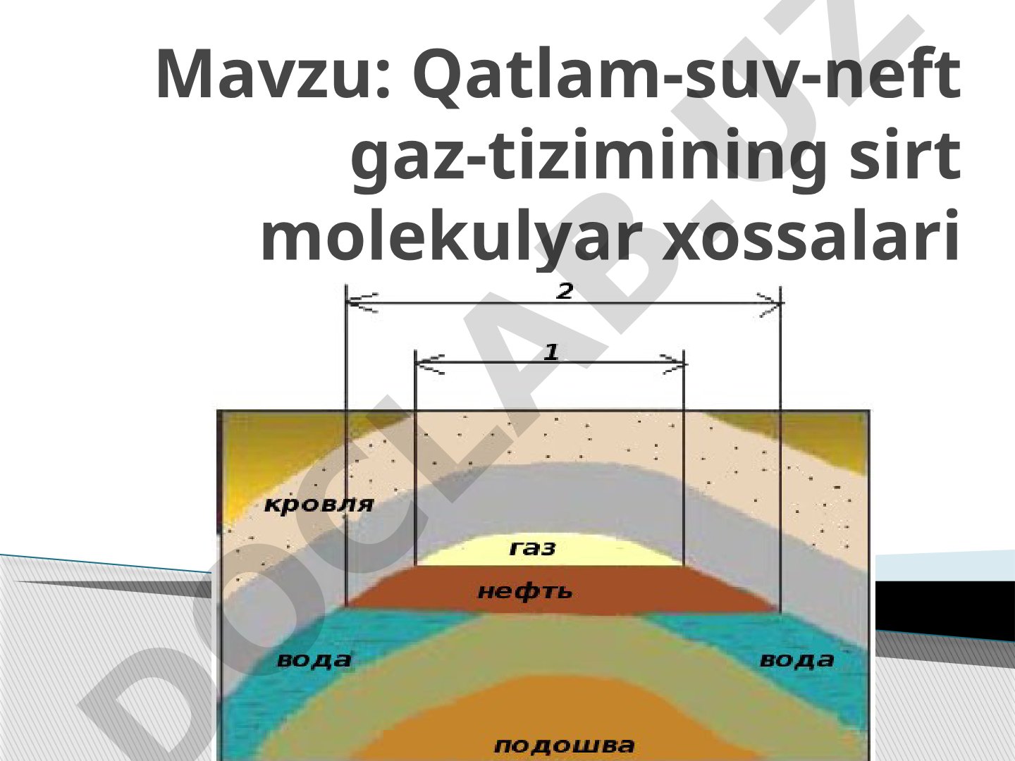 Qatlam-suv-neft gaz-tizimining sirt molekulyar xossalari