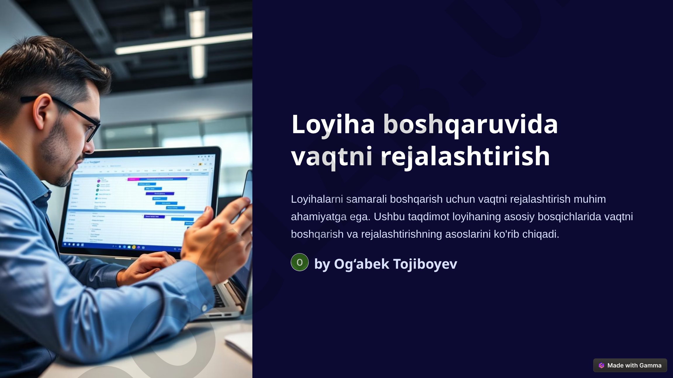 Loyiha boshqaruvida vaqtni rejalashtirish