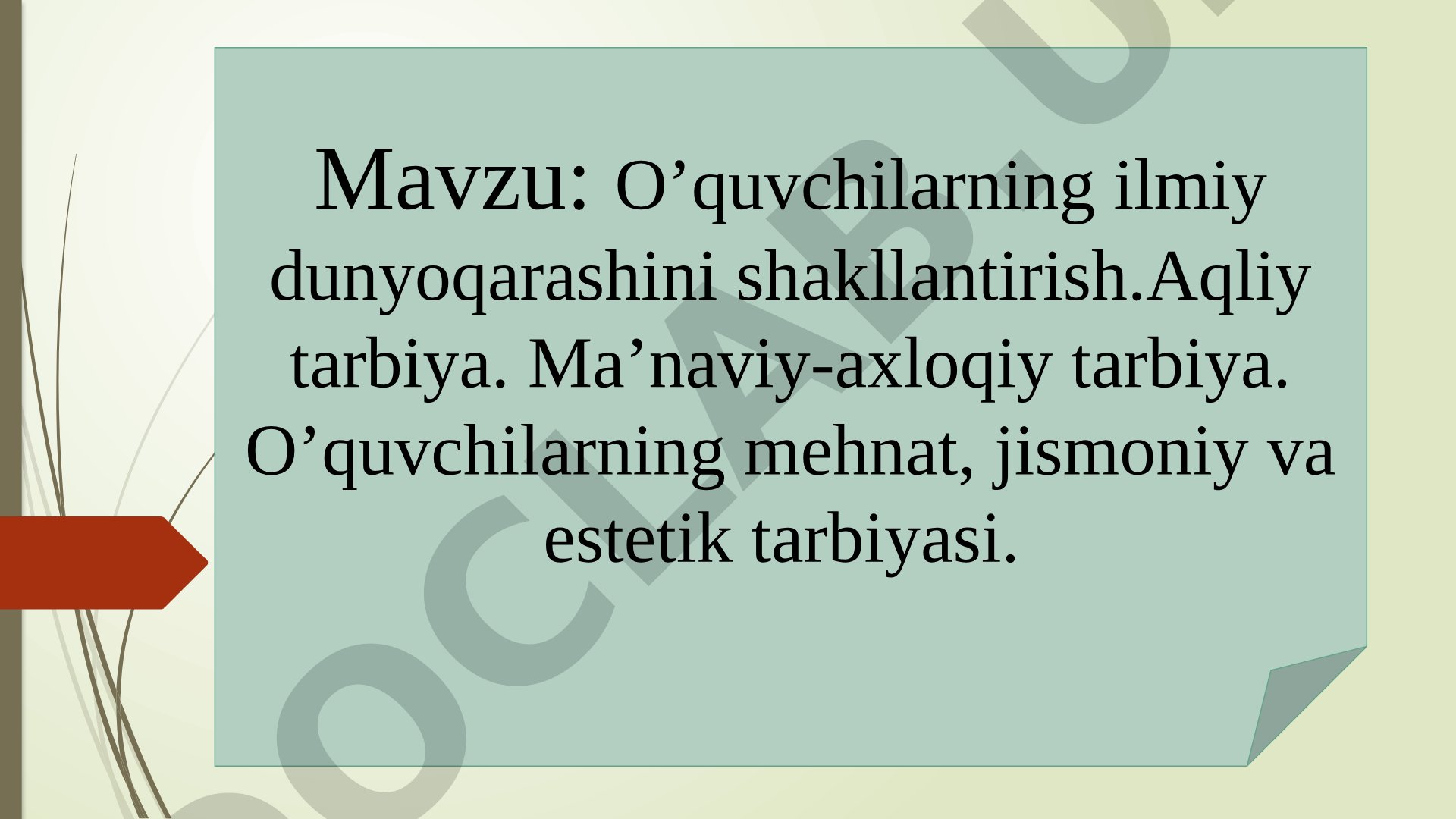 O'quvchilarning ilmiy dunyoqarashini shakllantirish