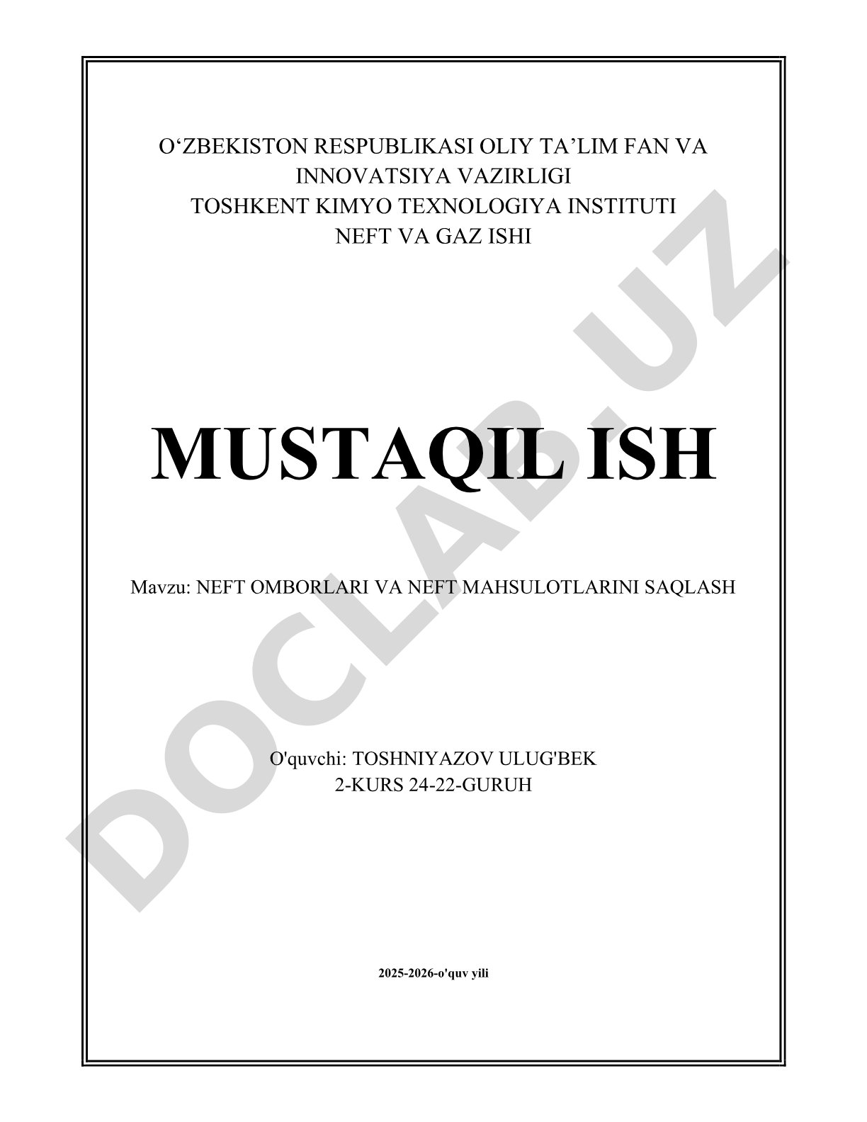 Neft omborlari va neft mahsulotlarini saqlash