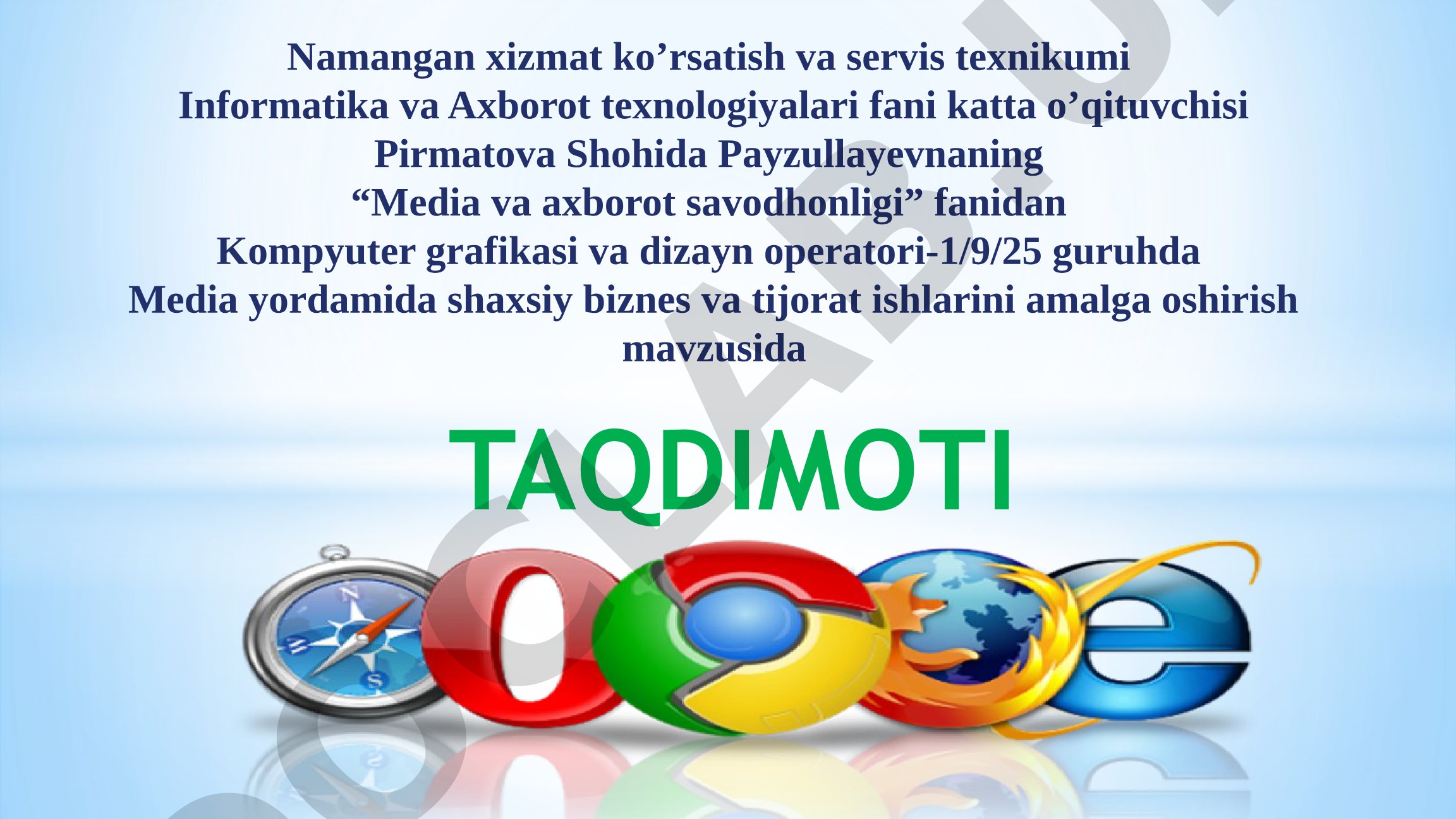 Media yordamida shaxsiy biznes va tijorat ishlarini amalga oshirish