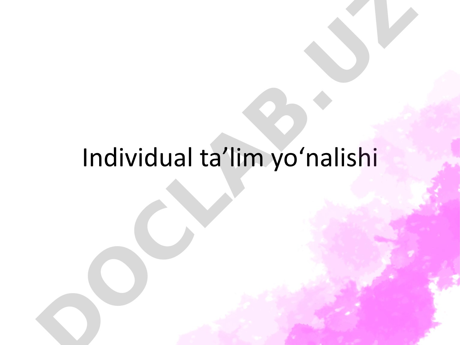 Individual ta’lim yo‘nalishi