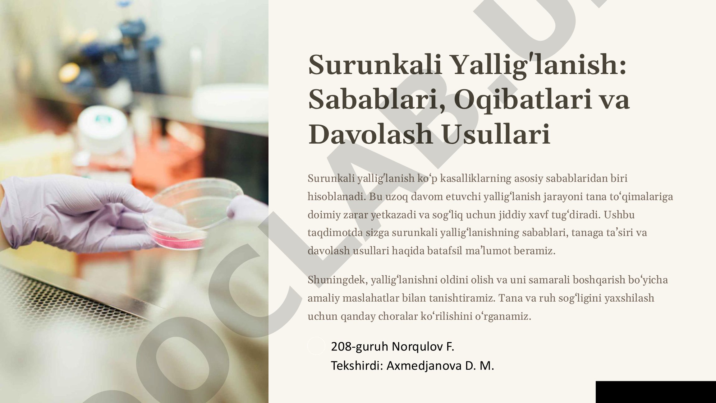 Surunkali Yallig'lanish: Sabablari, Oqibatlari va Davolash Usullari