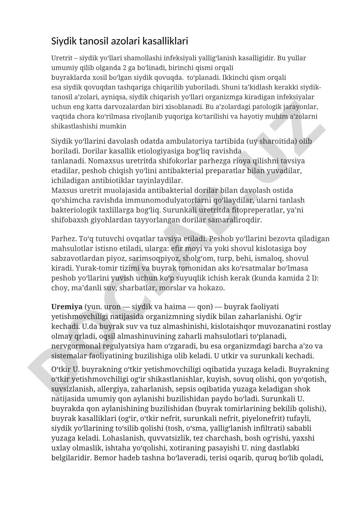 Siydik tanosil azolari kasalliklari: Uretrit