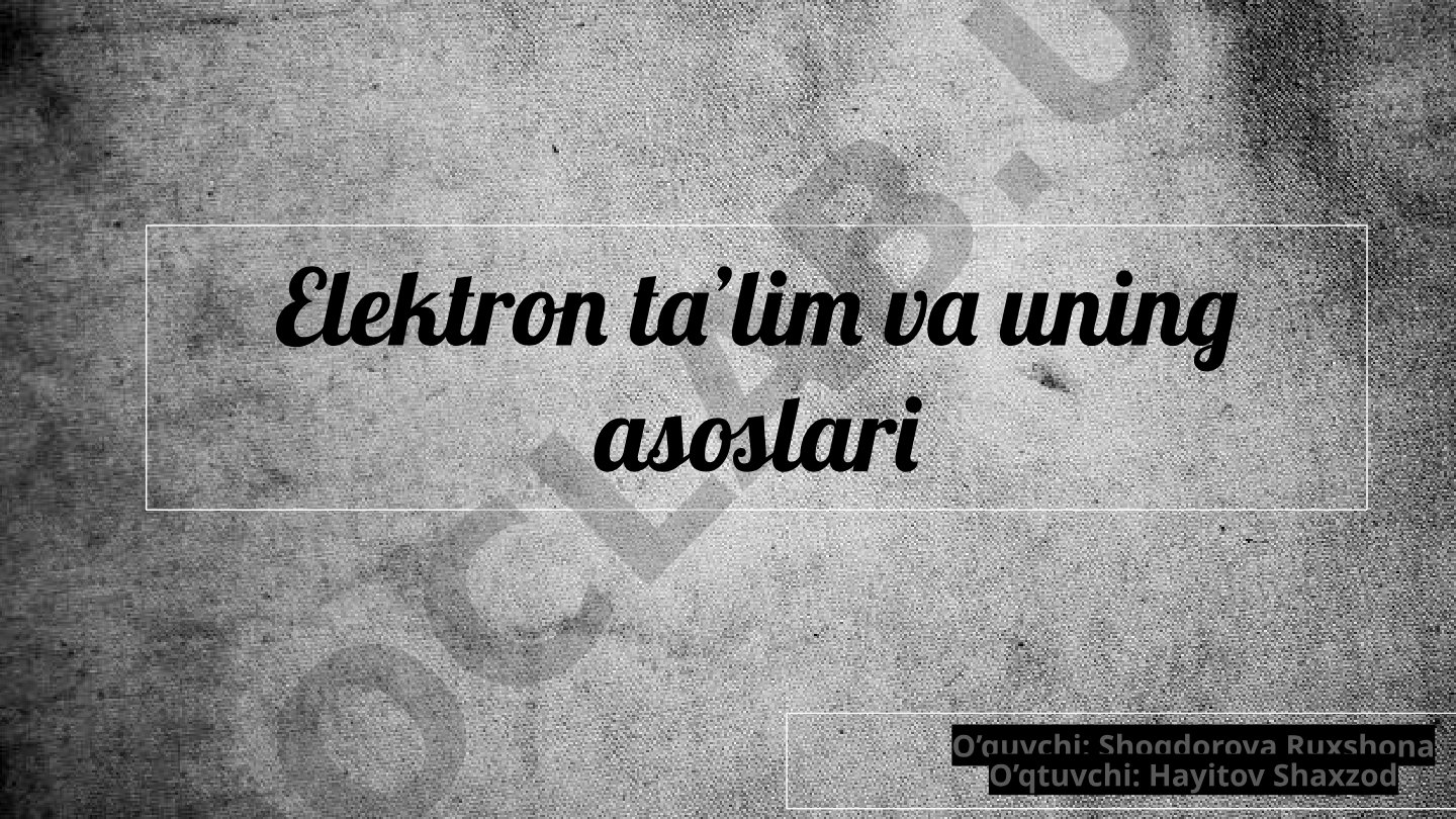 Elektron ta’lim va uning asoslari