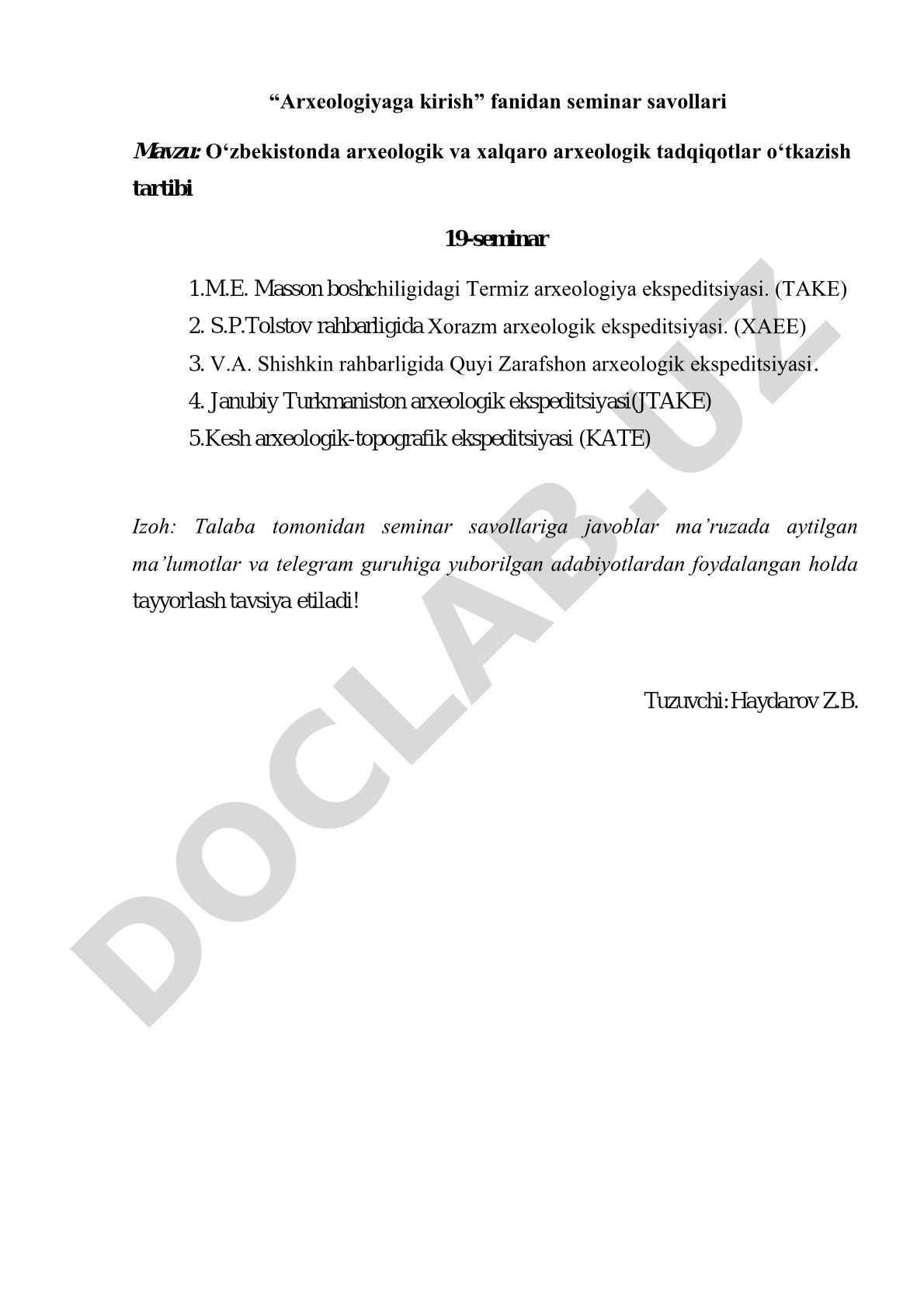 O‘zbekistonda arxeologik va xalqaro arxeologik tadqiqotlar o‘tkazish tartibi