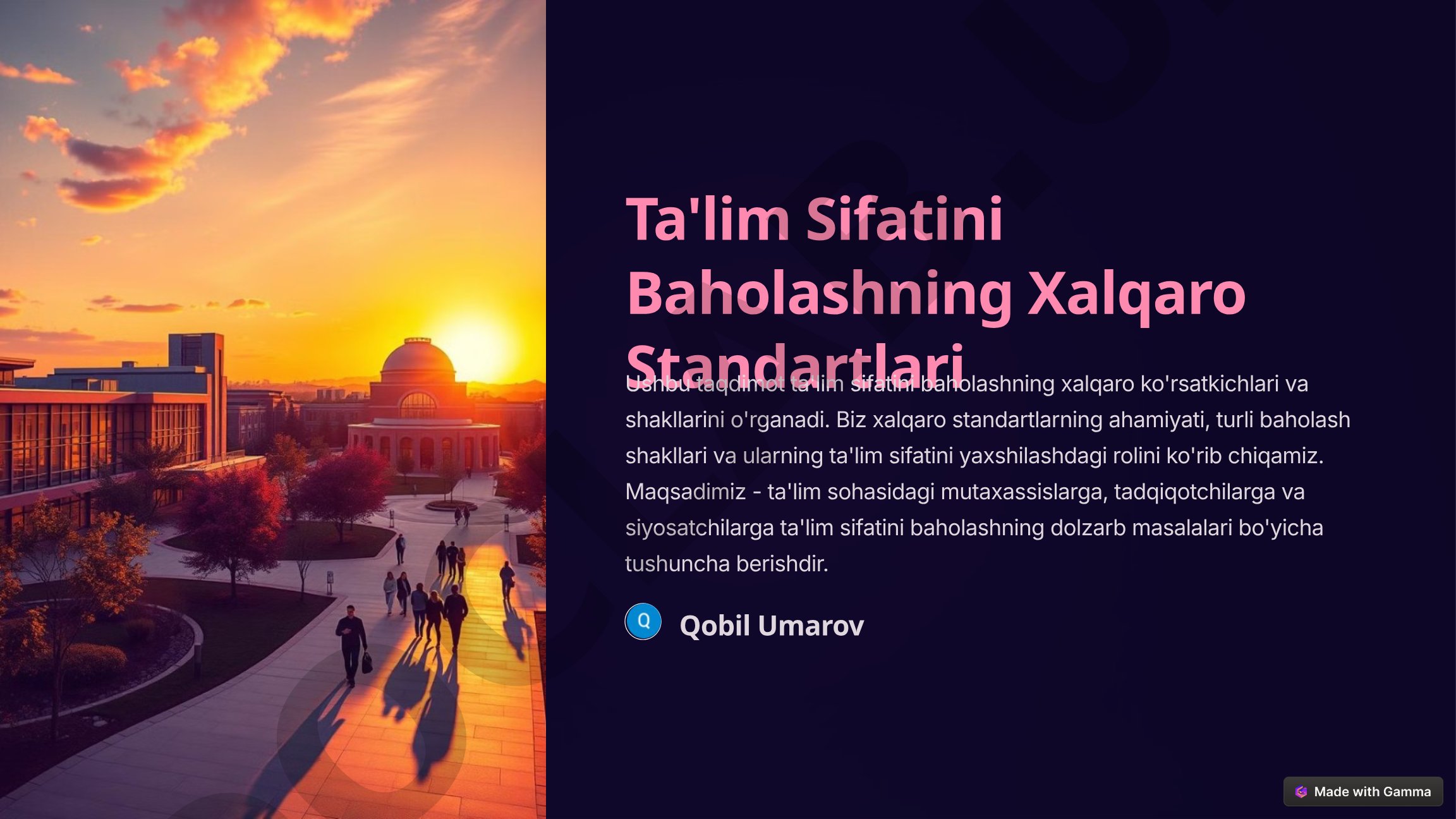Ta'lim Sifatini Baholashning Xalqaro Standartlari