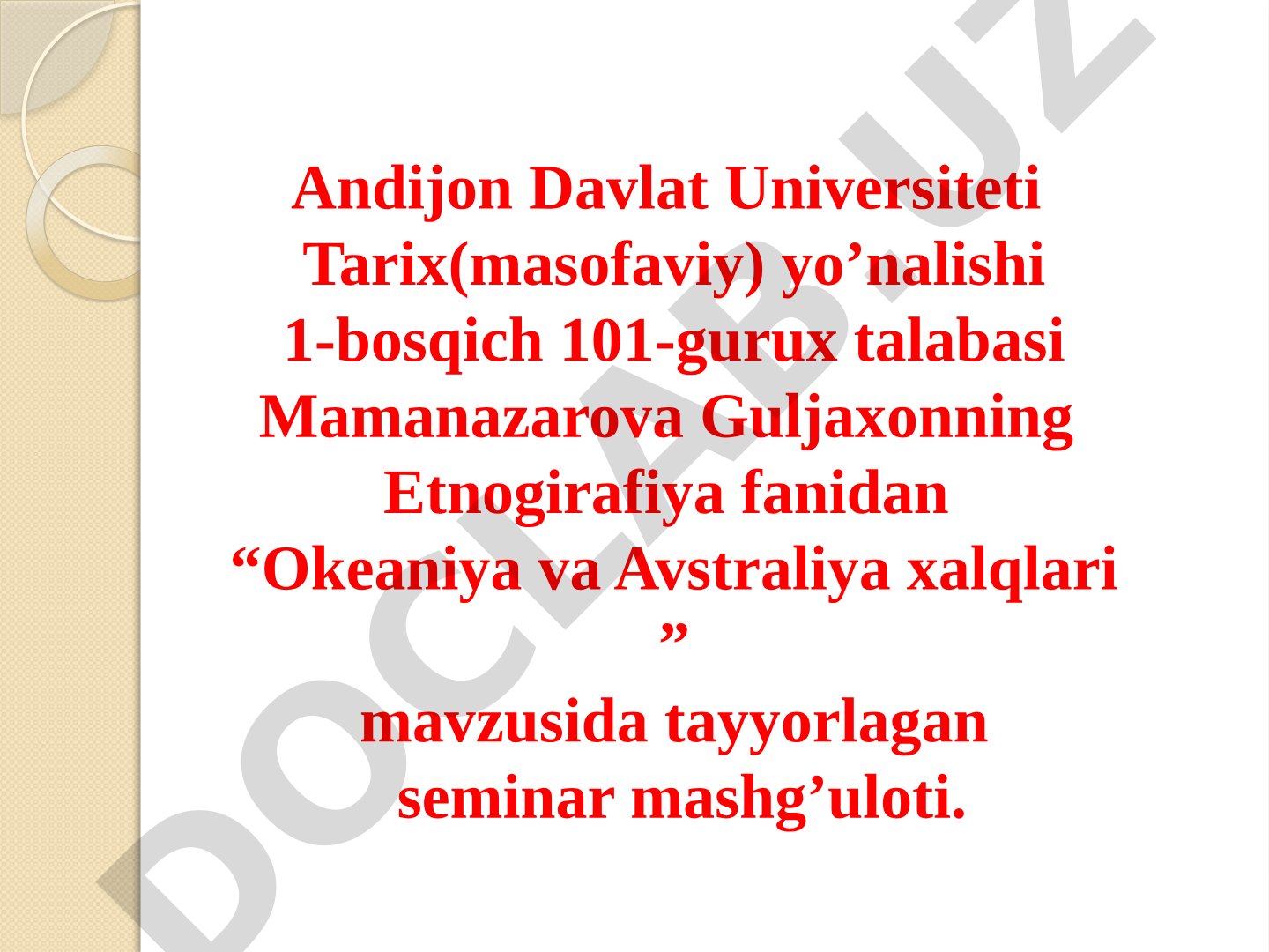Okeaniya va Avstraliya xalqlari etnologiyasi