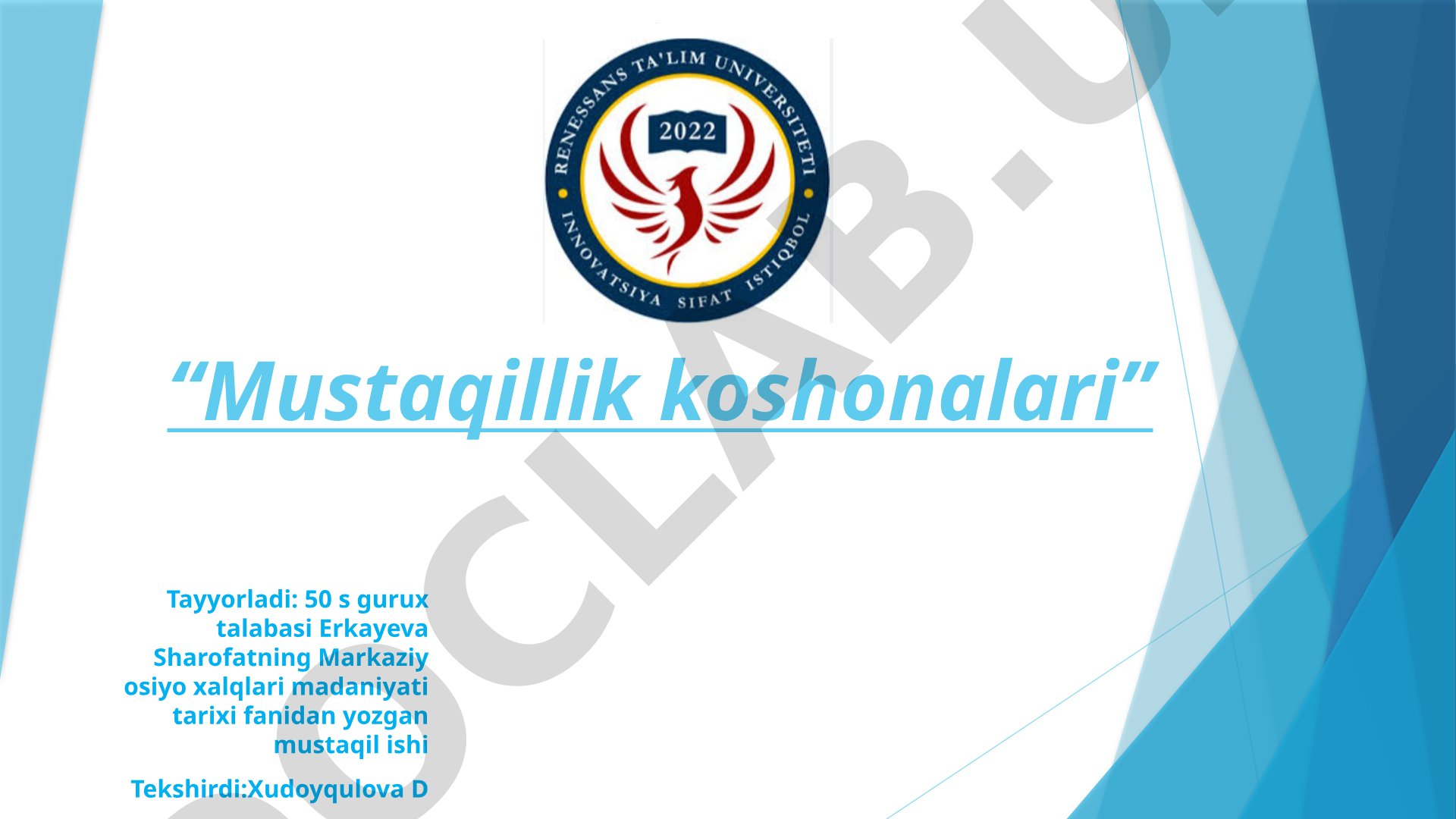 Mustaqillik davrida barpo etilgan yirik koshonalar va ularning xalqaro nufuzi haqida