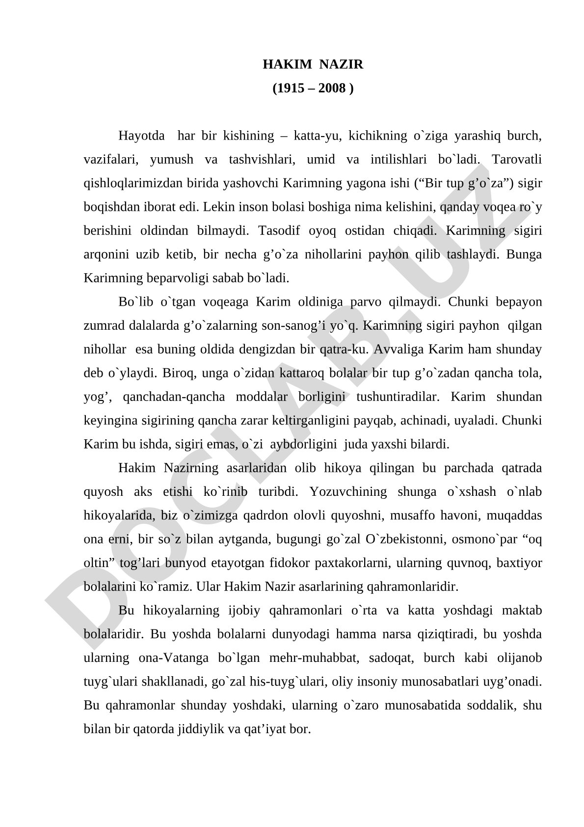 Karimning sigiri tomonidan g'o'za nihollarining payhon qilinishi