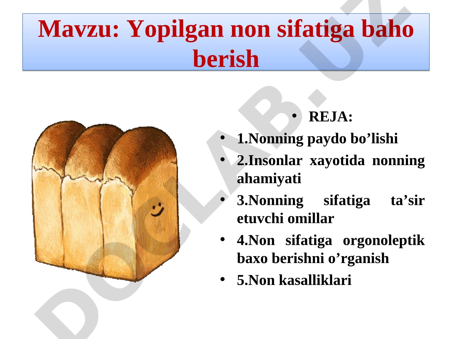 Yopilgan non sifatiga baho berish