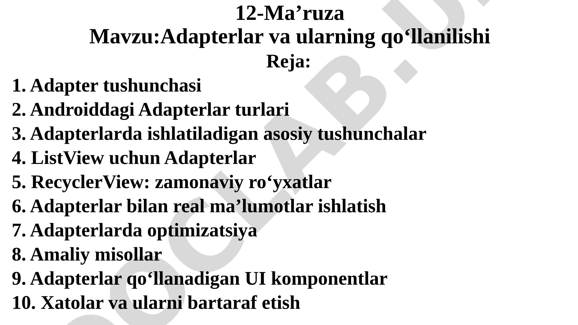 Adapterlar va ularning qo‘llanilishi