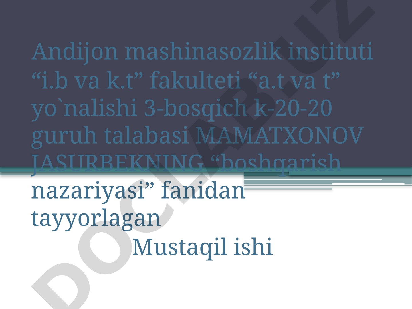 AVTOMATIK BOSHQARISH TIZIMLARINING HARAKTERISTIKALARI