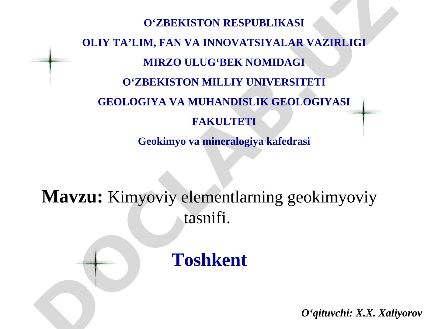 Kimyoviy elementlarning geokimyoviy tasnifi