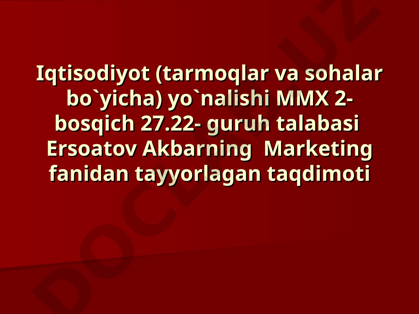 Maqsadli Bozorlarni tanlash va baholash