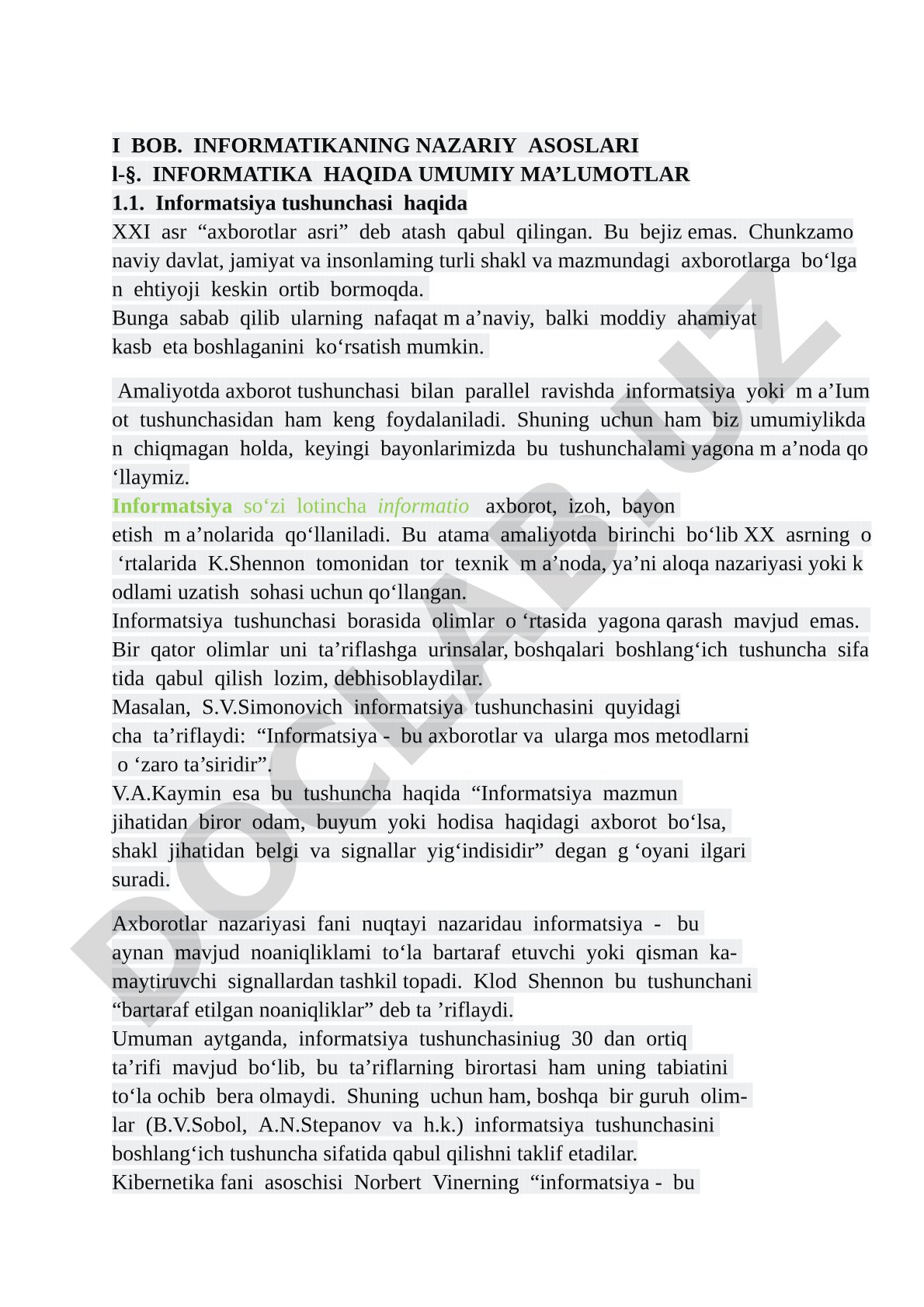 Informatikaning nazariy asoslari
