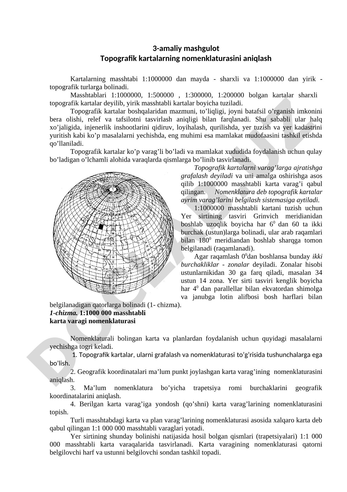 Topografik kartalarning nomenklaturasini aniqlash