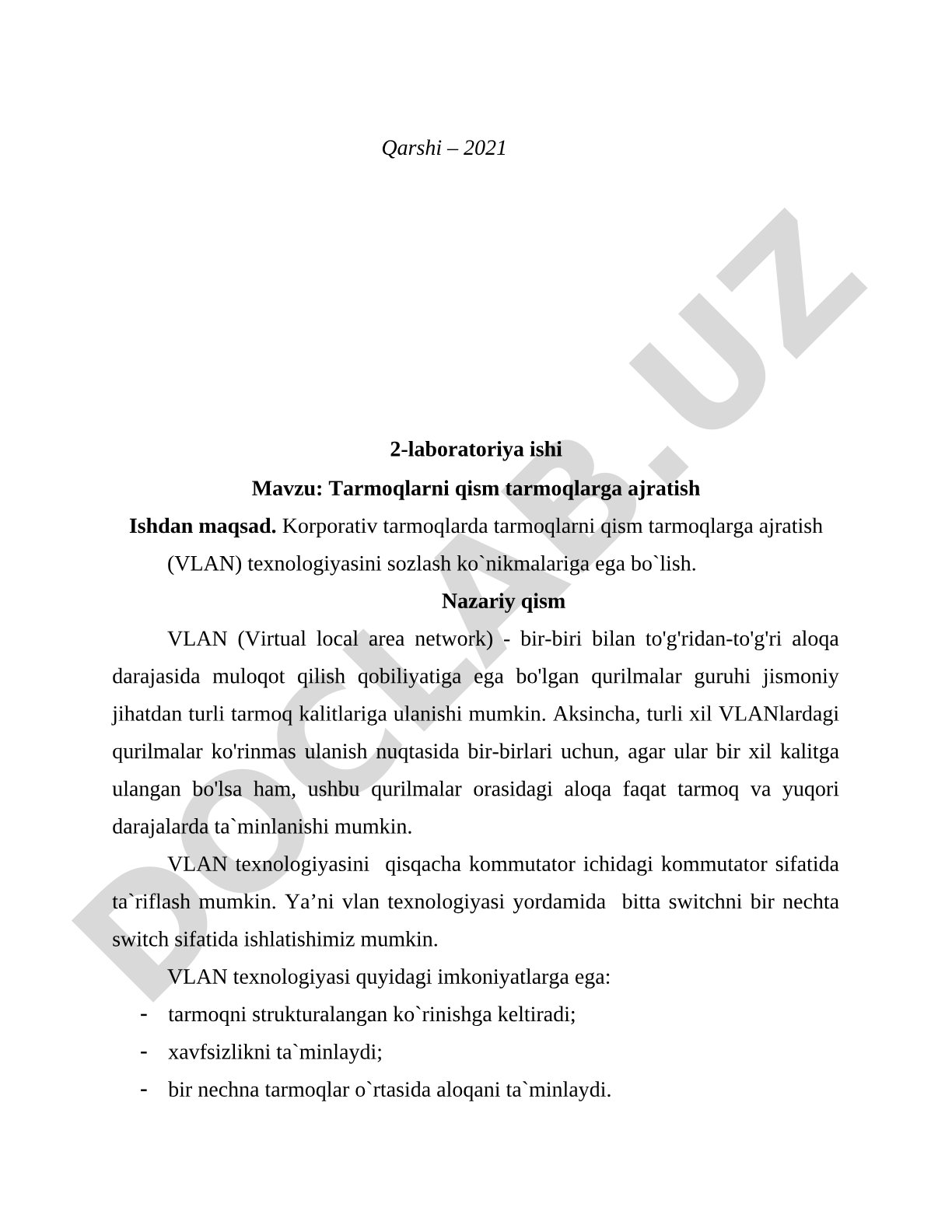 Tarmoqlarni qism tarmoqlarga ajratish