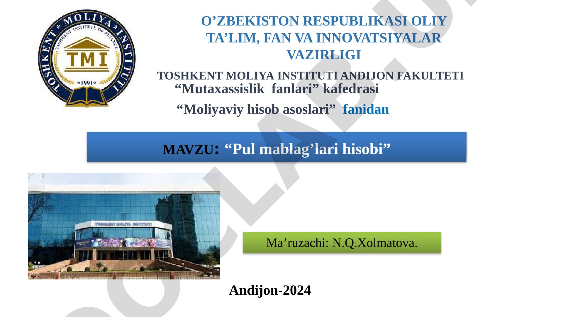 Pul mablag'lari hisobi