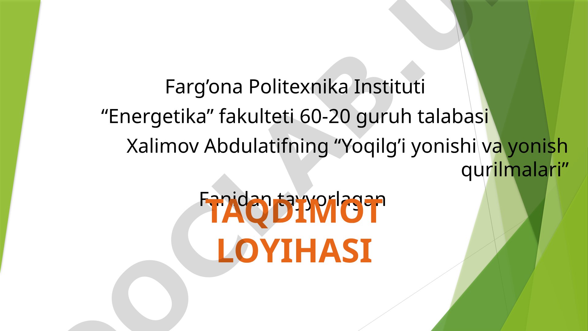 Gazsimon yoqilg'ining yonishi fizik-kimyoviy asoslari