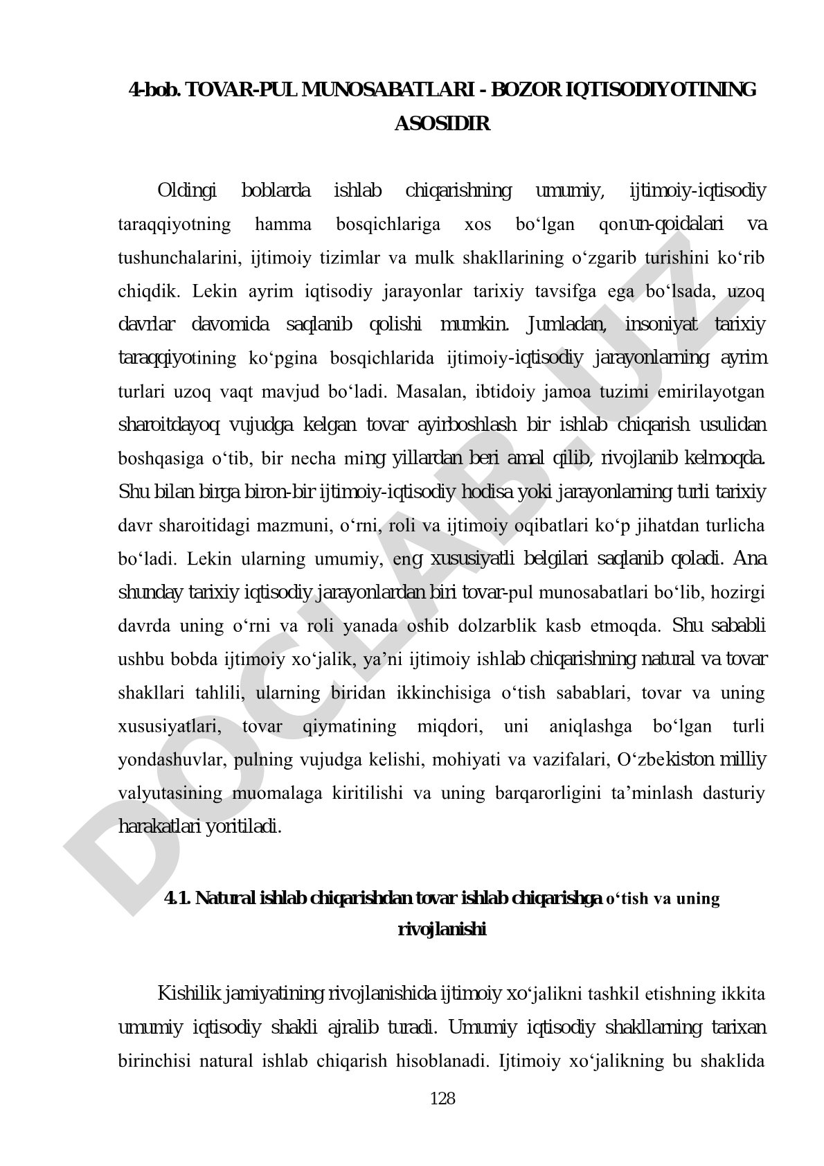 Tovar-pul munosabatlari - bozor iqtisodiyotining asosi