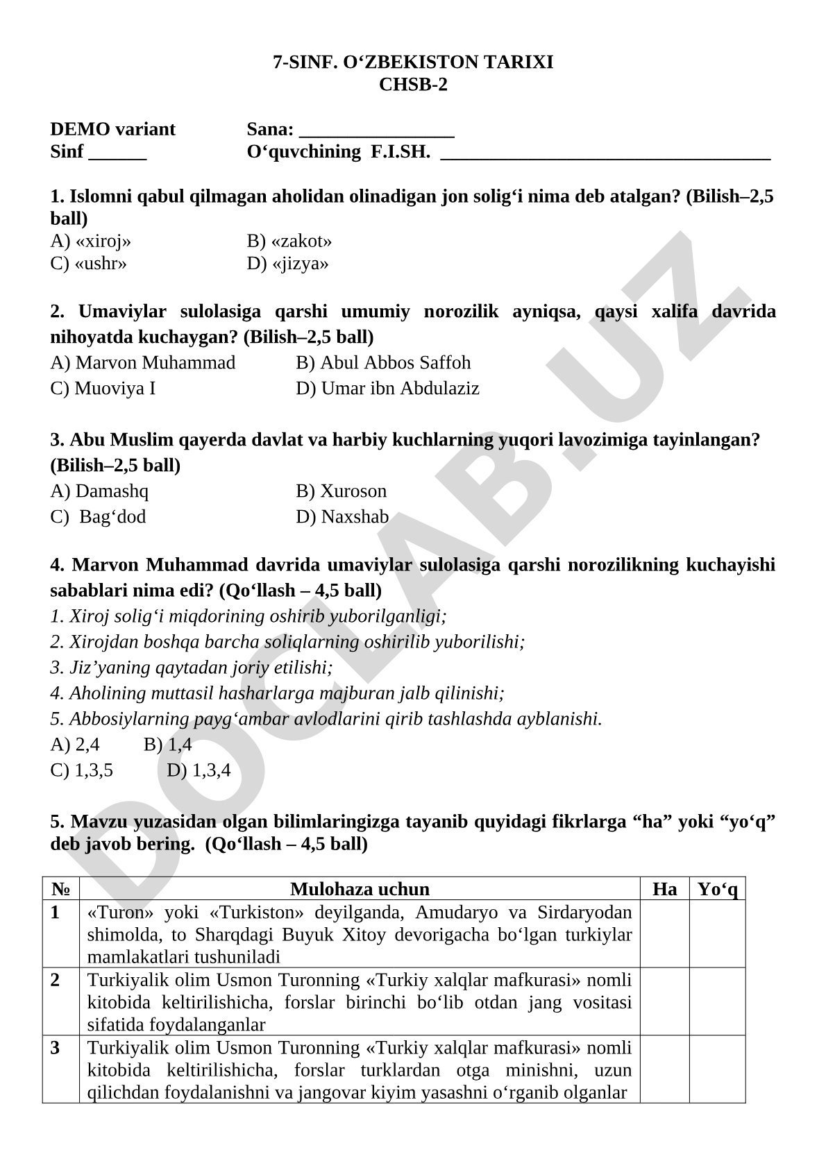 O'zbekiston tarixi: Umaviylar va Abbosiylar davri
