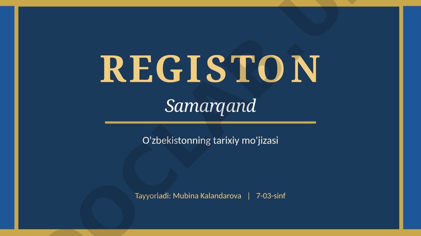 Registon Samarqand O'zbekistonning tarixiy mo'jizasi