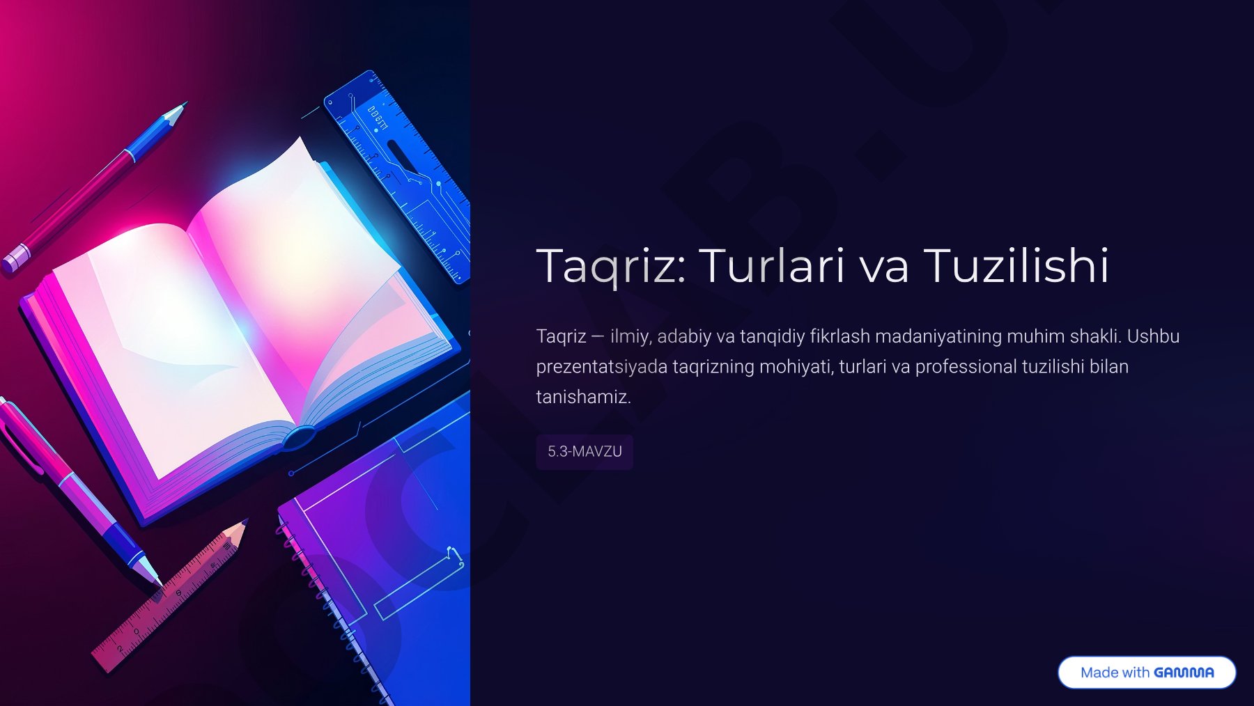 Taqriz: Turlari va Tuzilishi