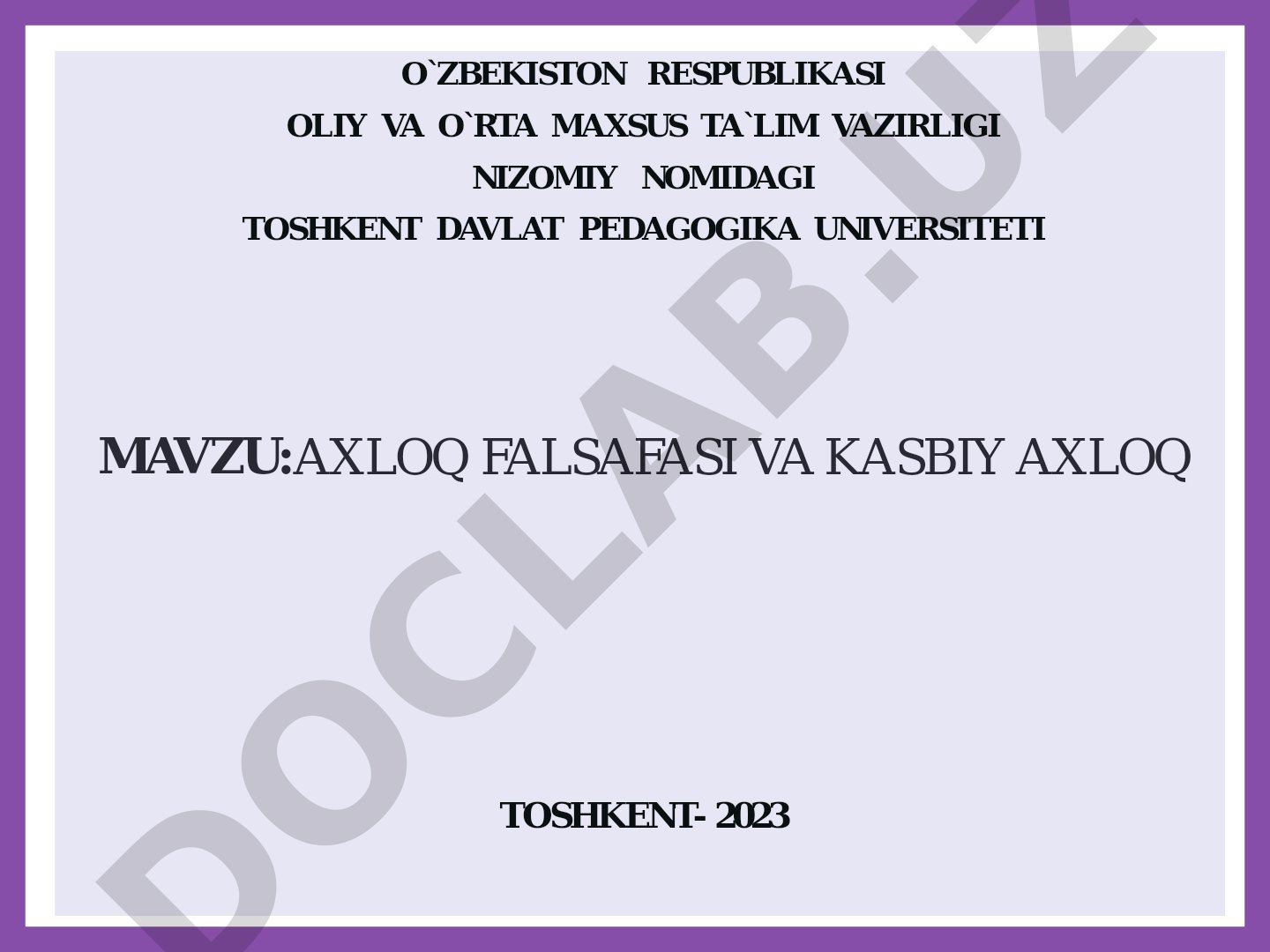 Axloq falsafasi va kasbiy axloq