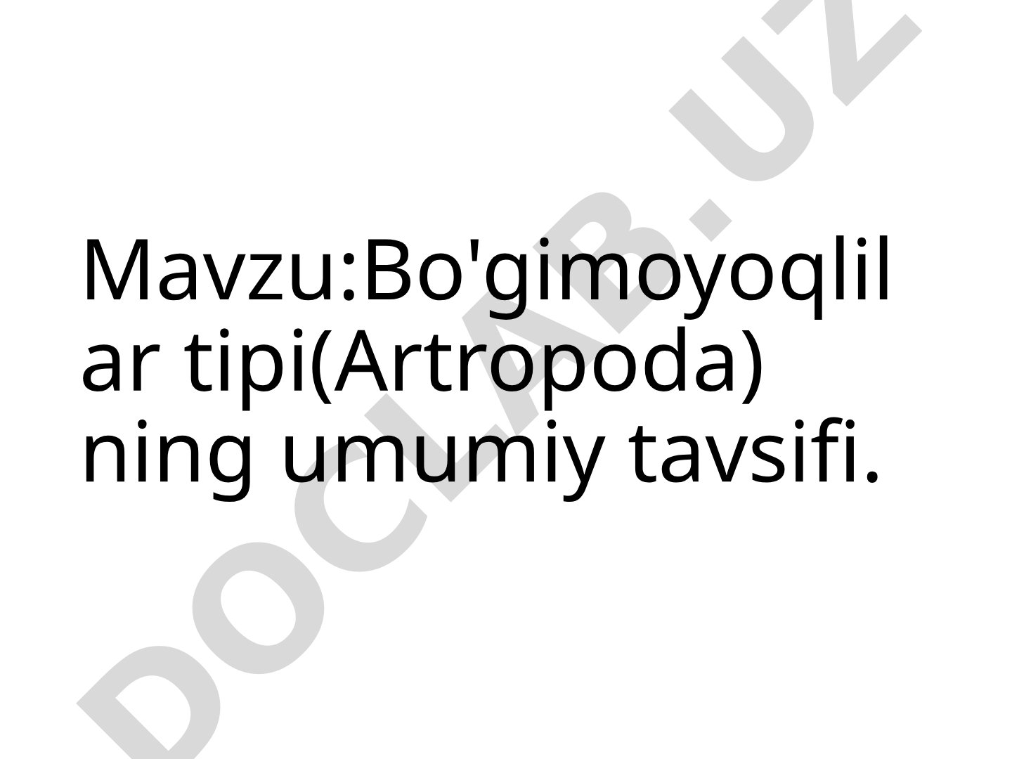 Bo'gimoyoqlilar tipi (Arthropoda) ning umumiy tavsifi