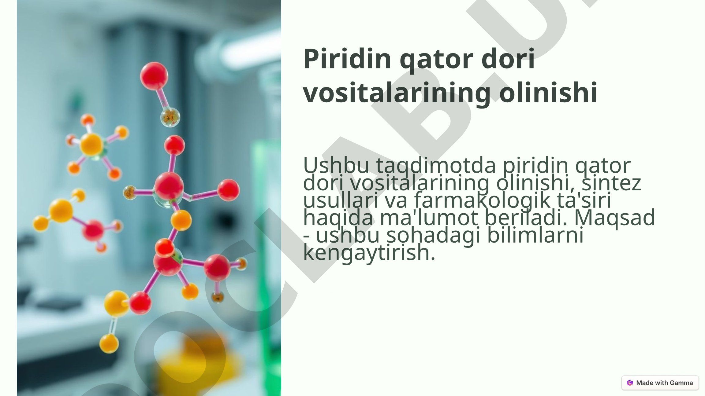 Piridin qator dori vositalarining olinishi