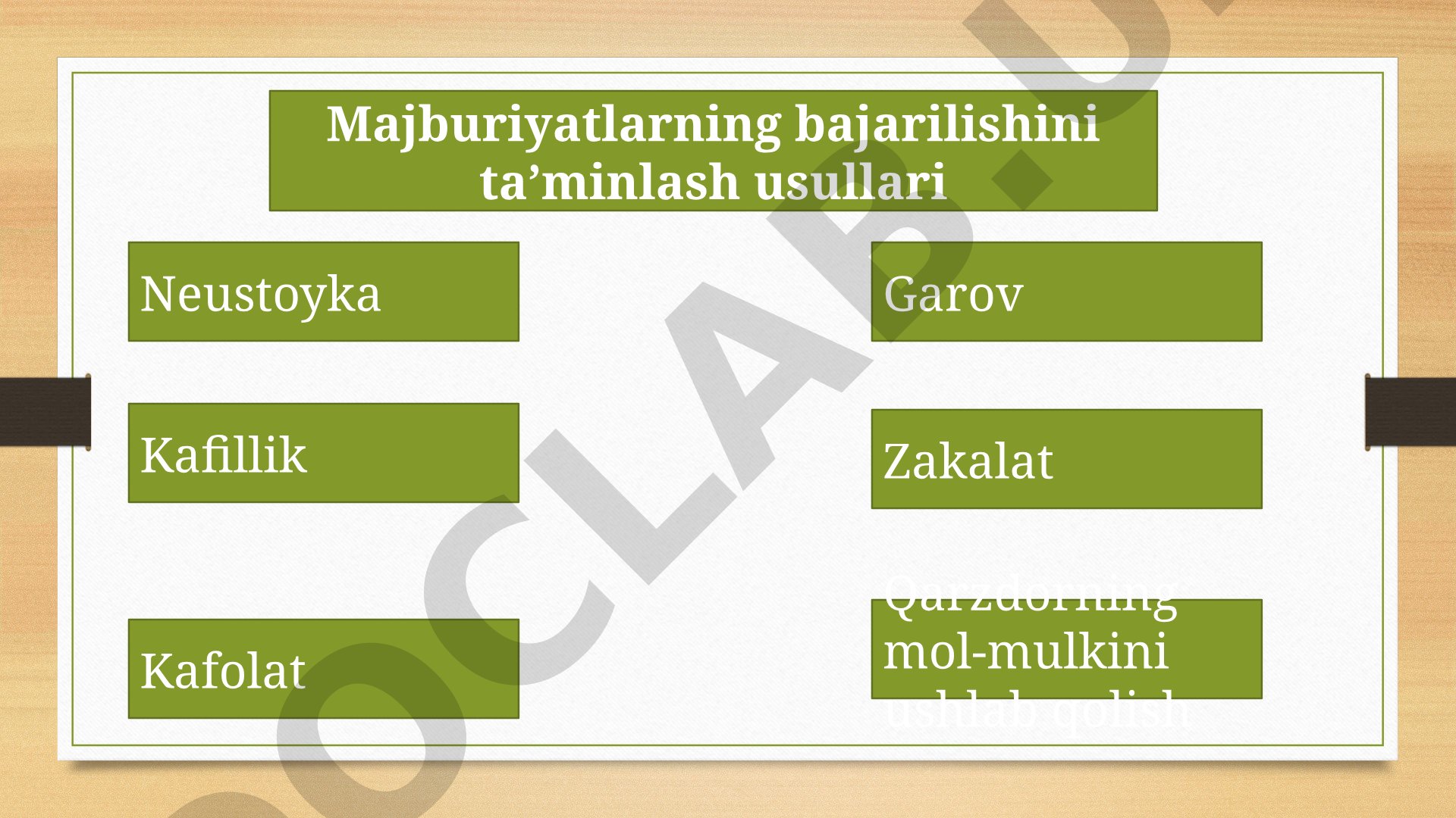 Majburiyatlarning bajarilishini ta’minlash usullari