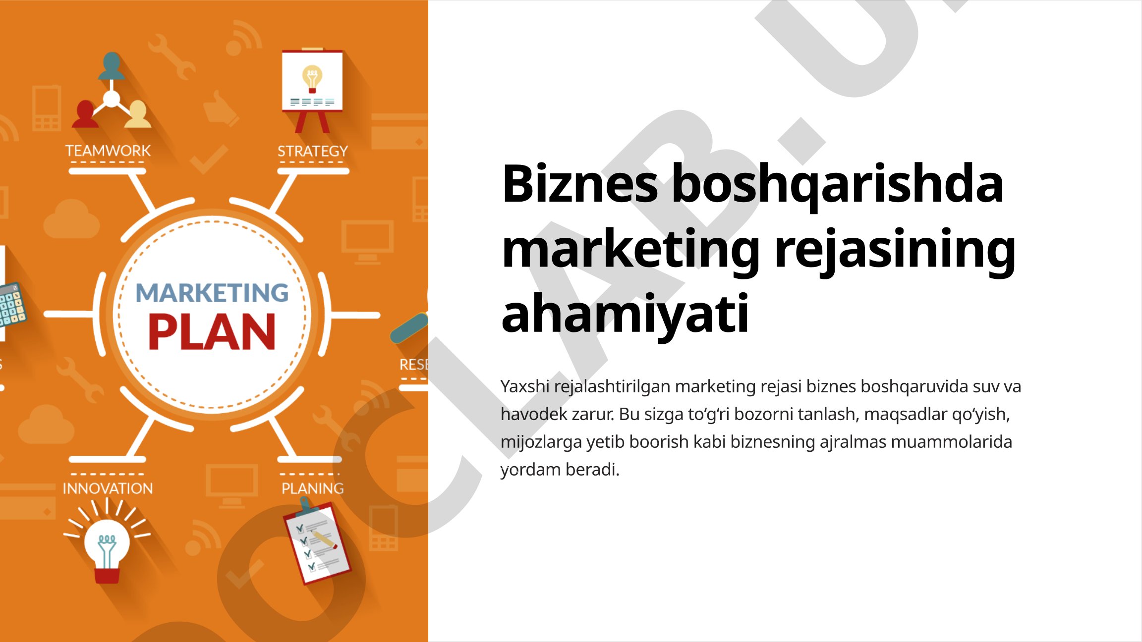 Biznes boshqarishda marketing rejasining ahamiyati