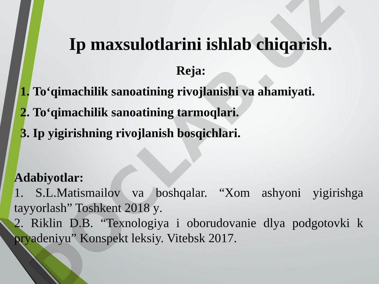Ip maxsulotlarini ishlab chiqarish
