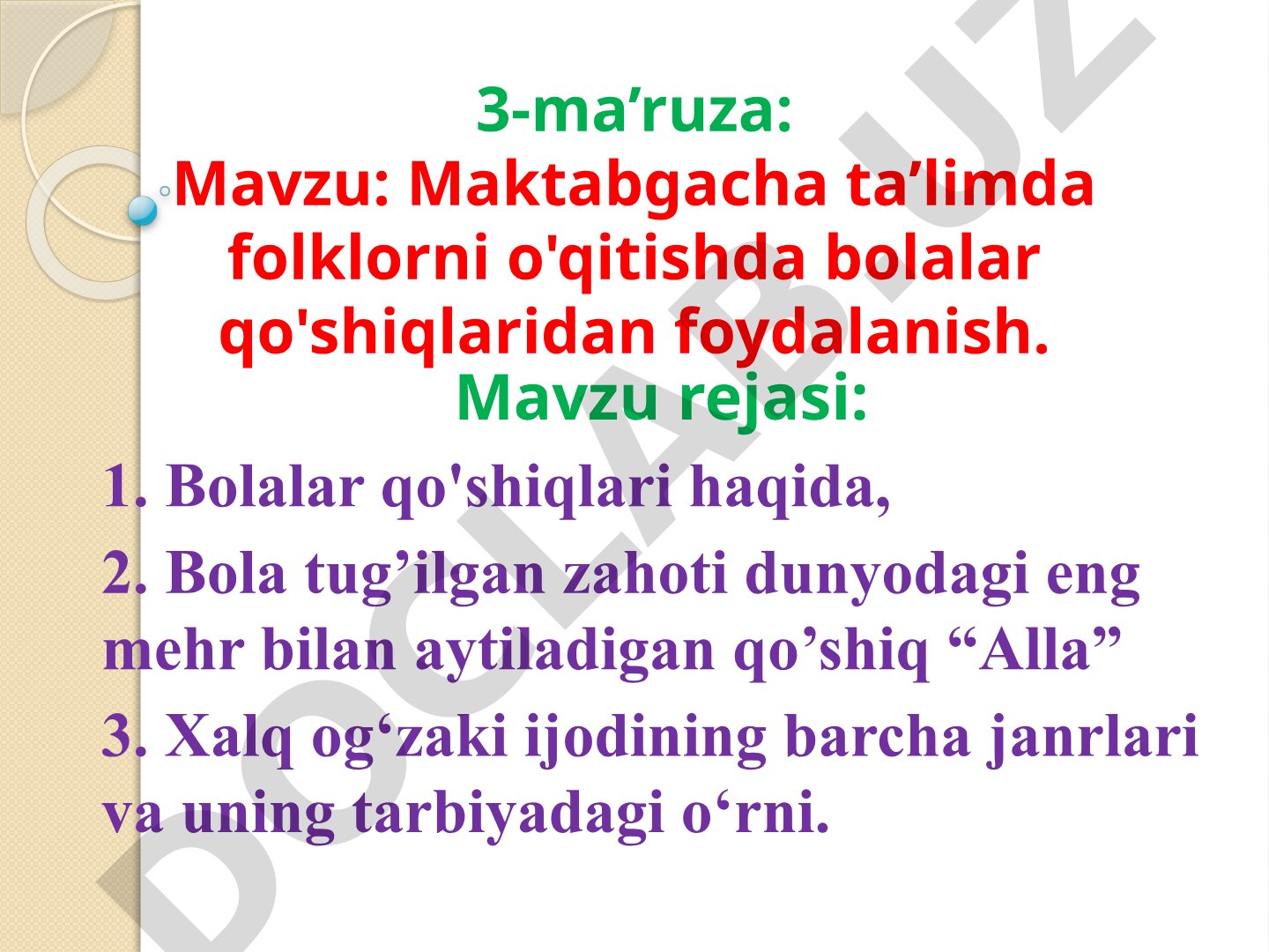 Maktabgacha ta'limda folklorni o'qitishda bolalar qo'shiqlaridan foydalanish