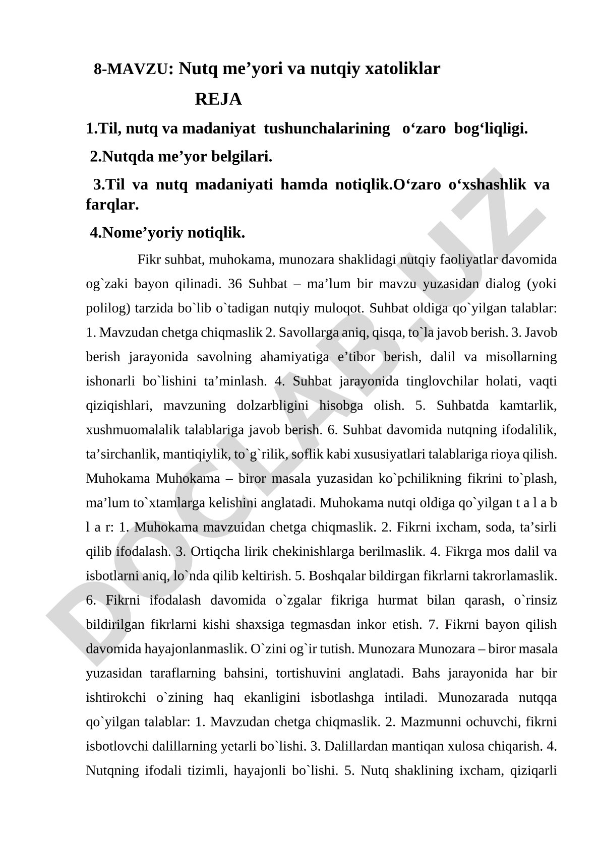 Nutq me’yori va nutqiy xatoliklar